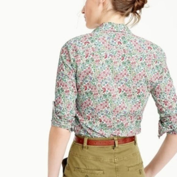J.Crew x Liberty 6 Shirt Floral Isborella Print White Pink Red Pink Green - Picture 3 of 15